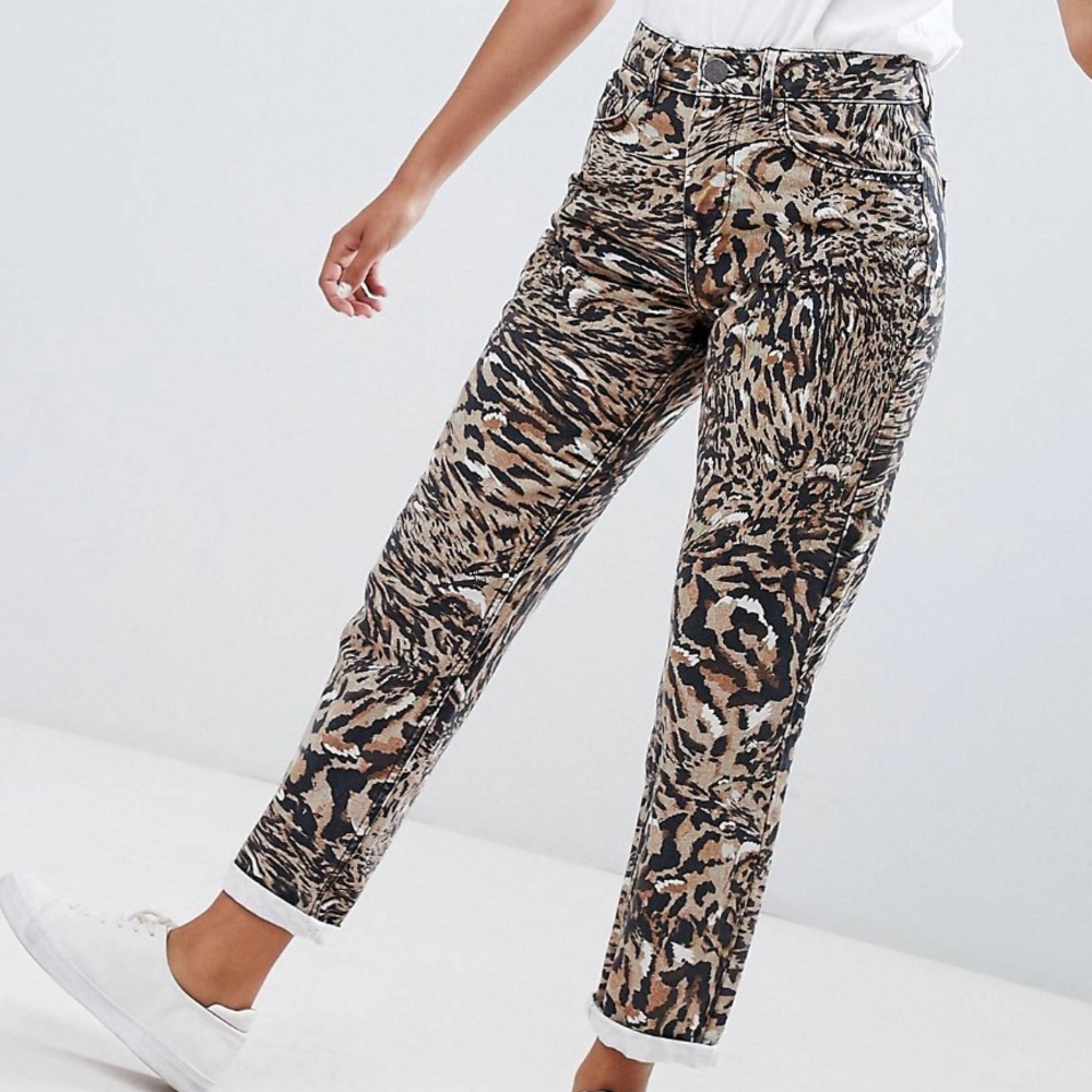 multi animal print jeans abstract leopard print